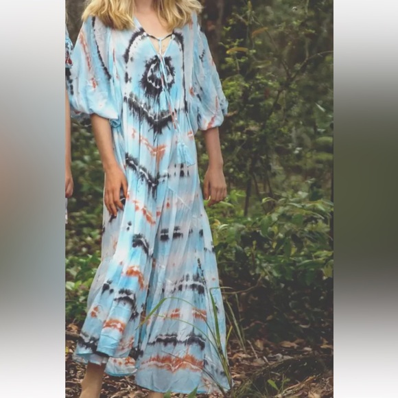 Young Fabulous & Broke Dawn Maxi Dress Tangerine Radial Wash Size S EUC - Picture 3 of 8